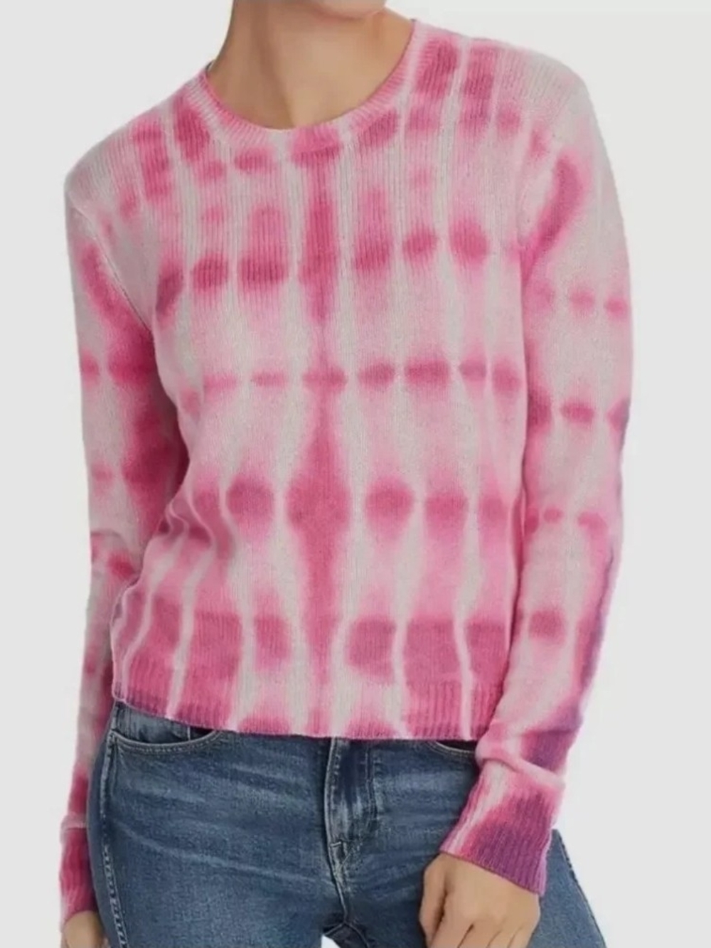 AQUA Cashmere 100% Cashmere Pink Purple Tie-Dye Sweater M
